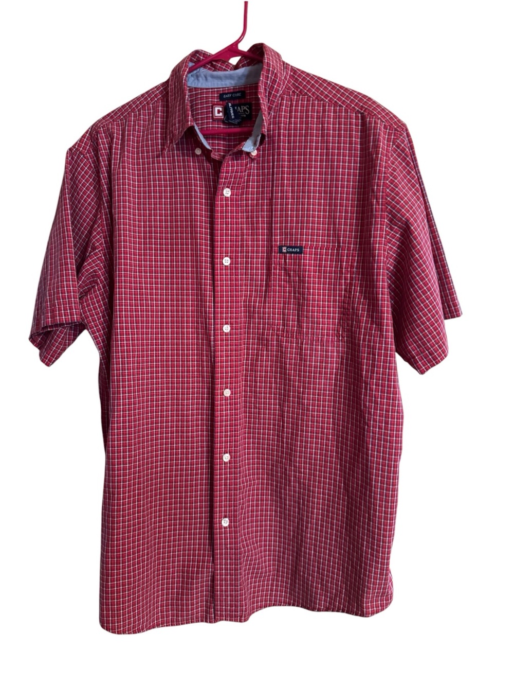 Chaps Red Plaid Short-Sleeve Button-Down Shirt